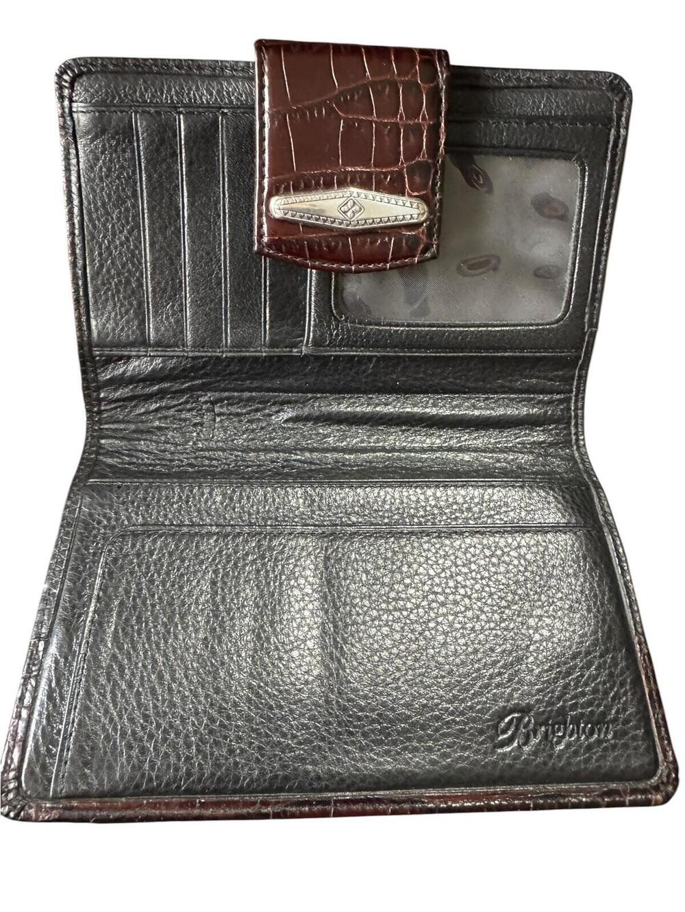 Brighton Two-Tone Leather Wallet with Crocodile Embossed - Picture 4 of 6